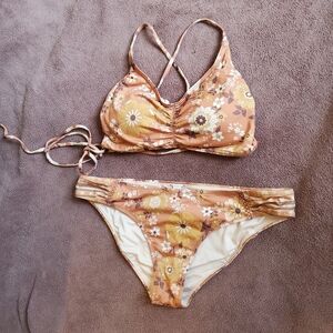 Spell Floral Bikini Set in Brown and Cream
